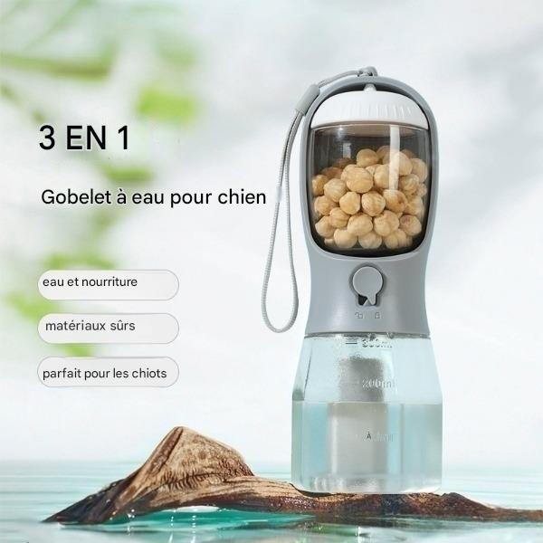 Gourde Multifonction 3-en-1 pour Animaux – Eau, Nourriture & Sacs à Déchets
