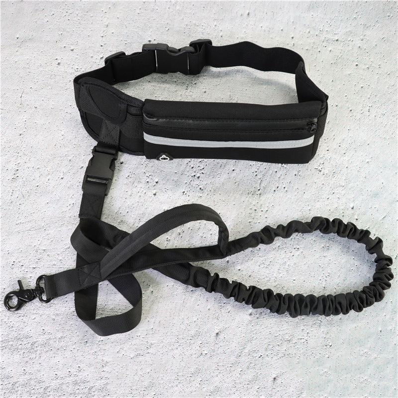 Laisse Mains Libres pour Chien – Ceinture de Marche avec Bungee Amortisseur et Poches de Rangement