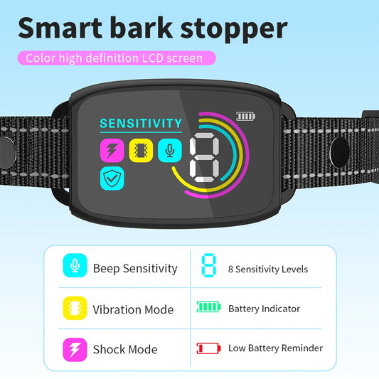 Collier Anti-Aboiement Intelligent pour Chien – Rechargeable, HD Display & Étanche IP67