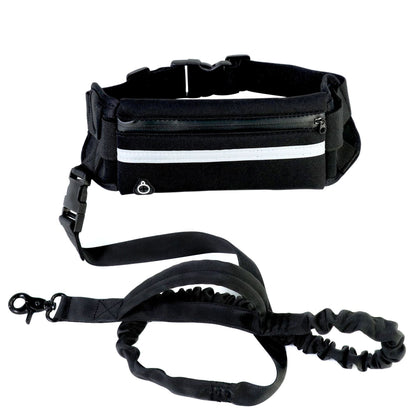 Laisse Mains Libres pour Chien – Ceinture de Marche avec Bungee Amortisseur et Poches de Rangement