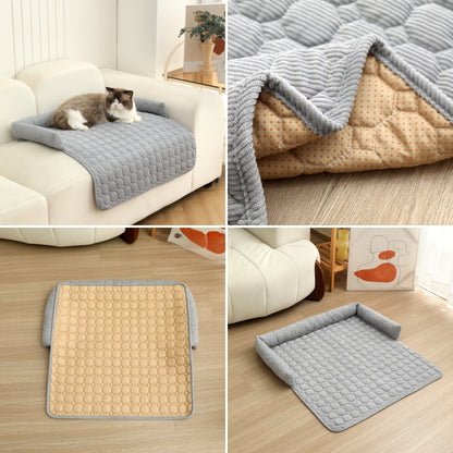 Tapis Douillet en Velours Côtelé avec Oreiller – Confort Ultime pour Chiens & Chats
