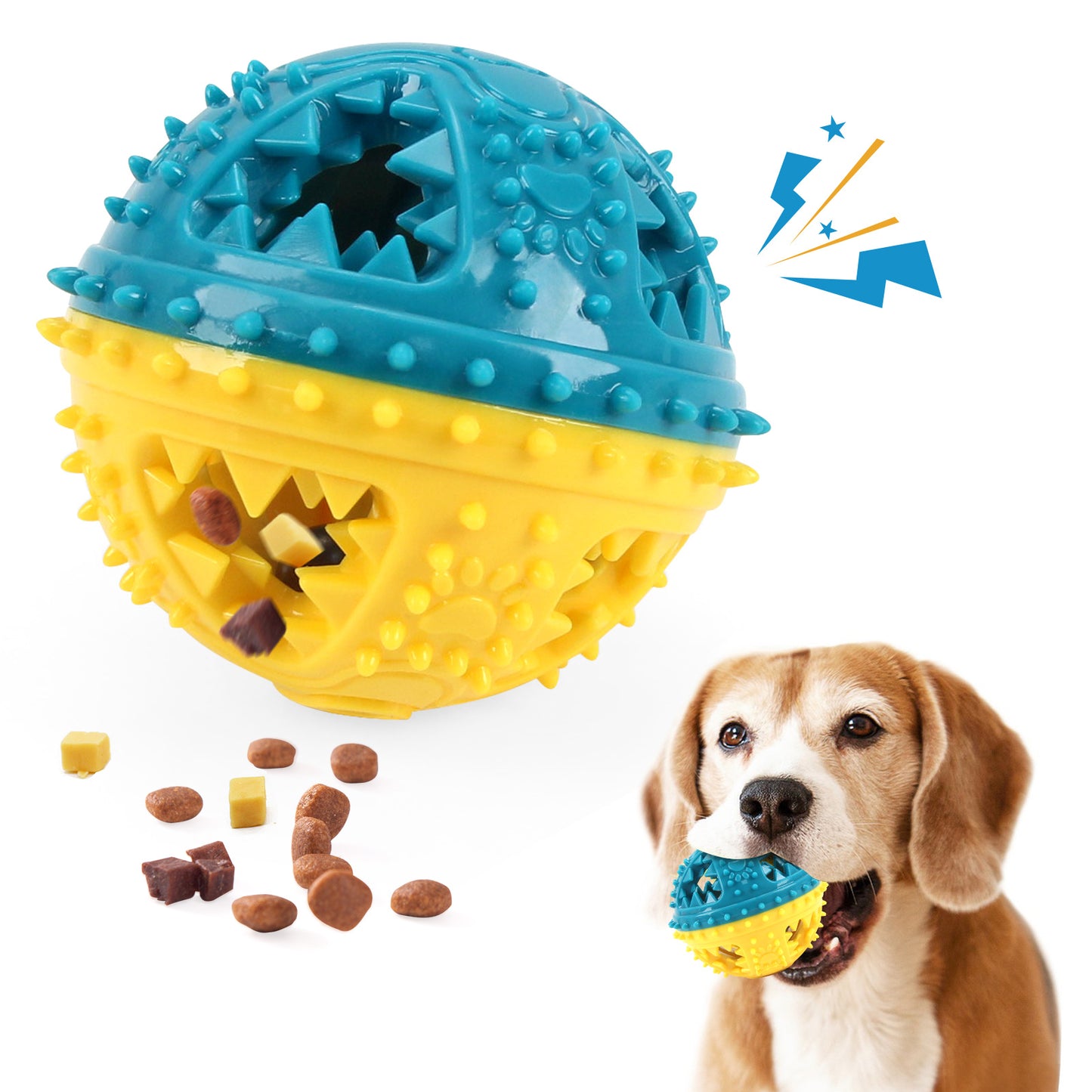 Jouet Balle Interactive pour Chien – Anti-Morsure, Distributeur de Friandises & Nettoyage des Dents
