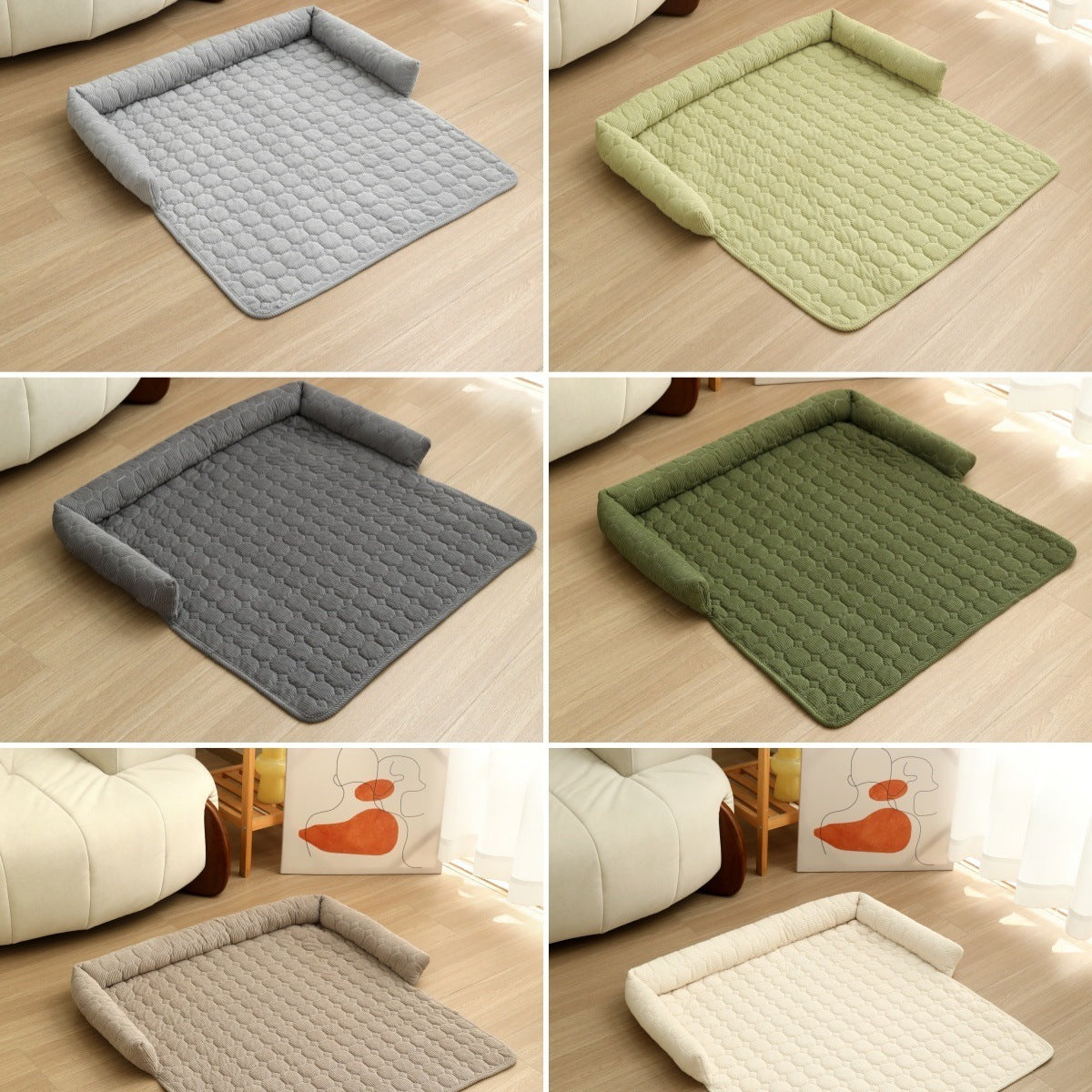 Tapis Douillet en Velours Côtelé avec Oreiller – Confort Ultime pour Chiens & Chats