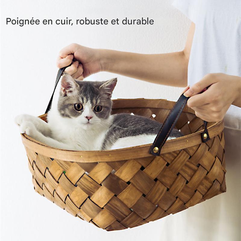 Maison en Rotin Naturel pour Chats & Chiens – Nid d’Été Élégant & Respirant - Taille S