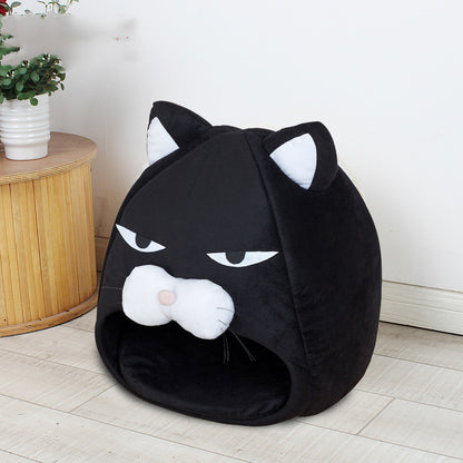 Maison Douillette Cartoon pour Chats & Chiots – Un Nid Chaleureux et Adorable
