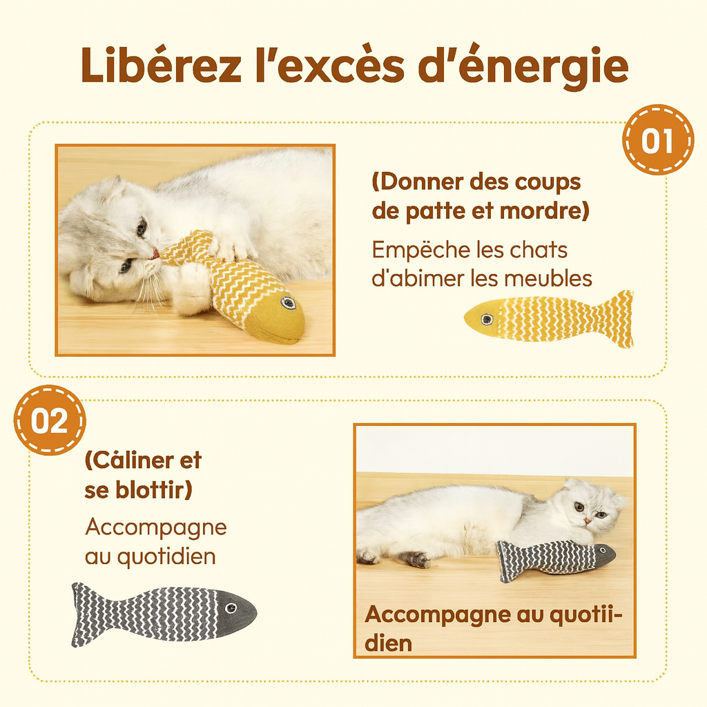 Jouets à l’Herbe à Chat – Set de 3 Poissons interactifs pour Chats & Chatons