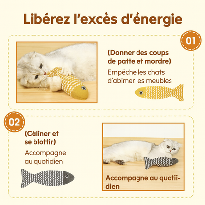 Jouets à l’Herbe à Chat – Set de 3 Poissons interactifs pour Chats & Chatons