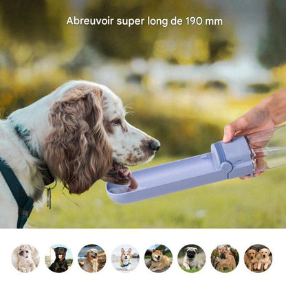 Bouteille d’eau portable 2-en-1 pour chien – 420 ml